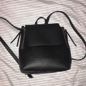 Black leather backpack